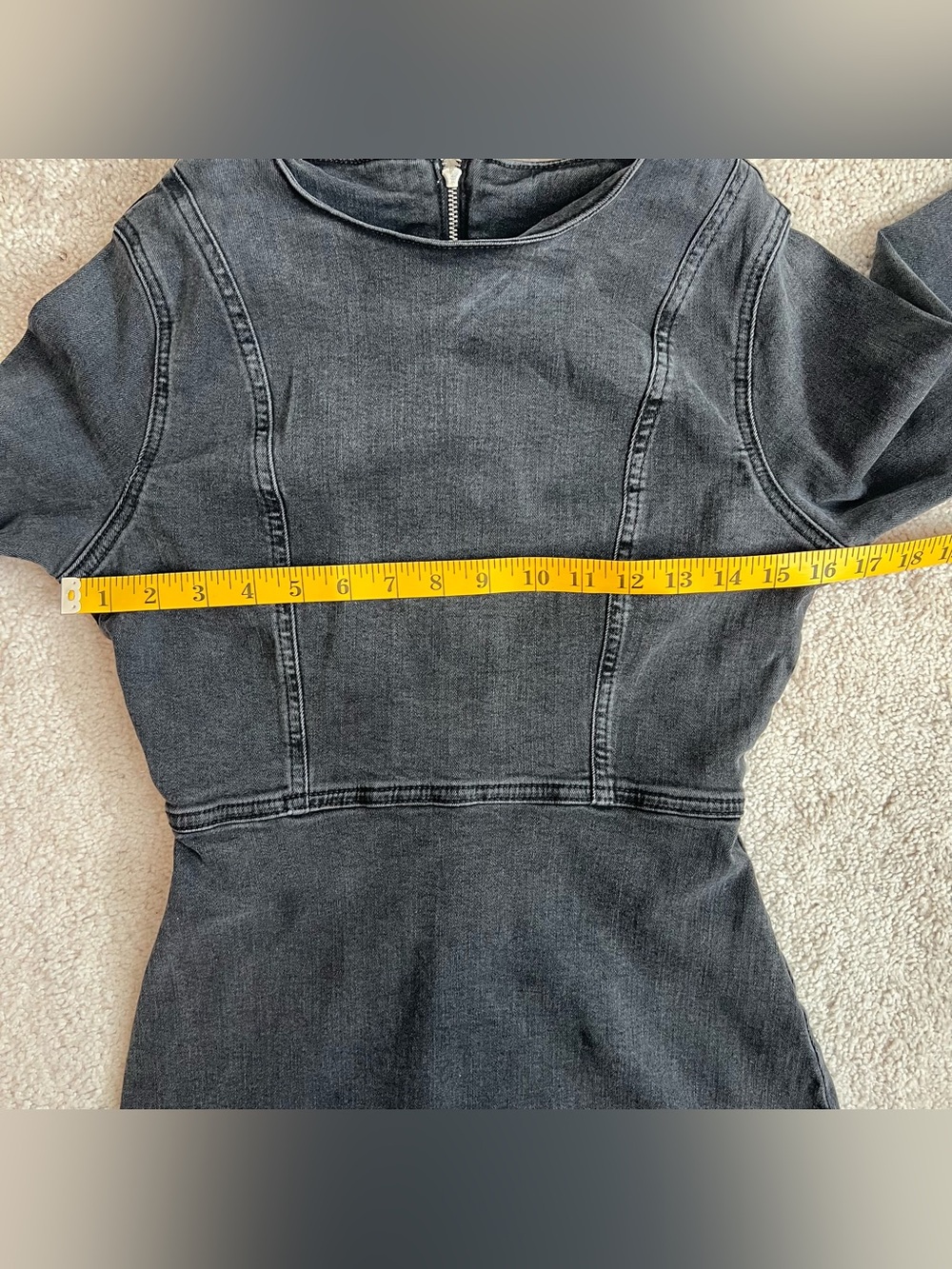 Noisy May NMPELLA Dark Charcoal Washed Denim Fitted Waist Mini Dress S - Picture 5 of 9